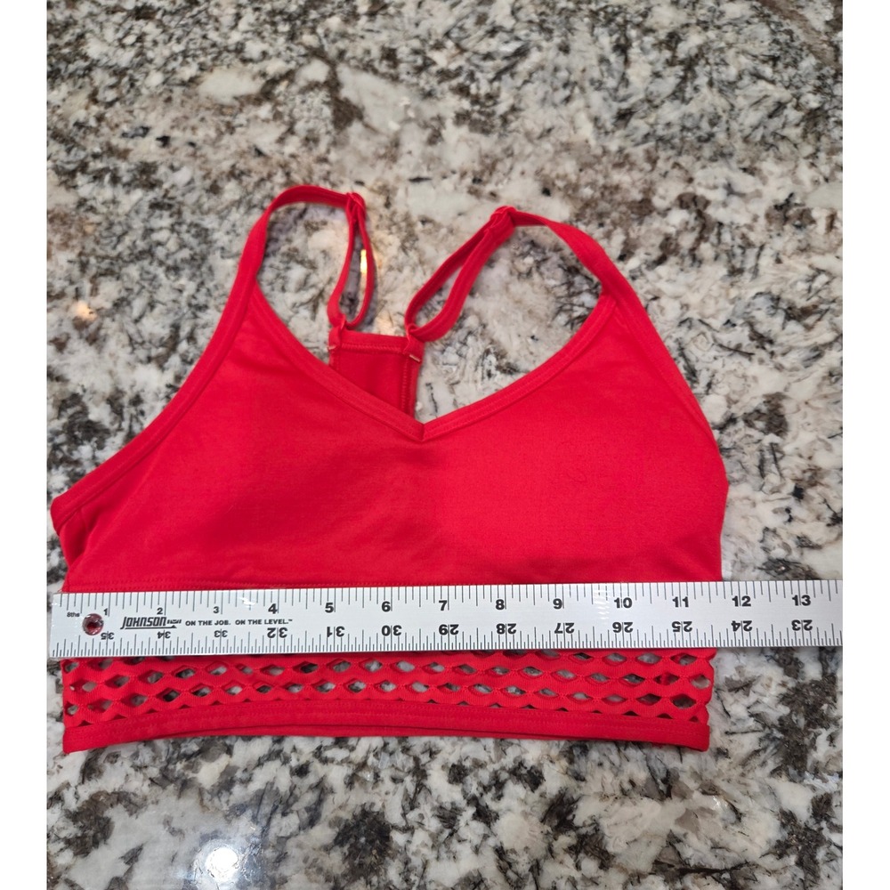 Victoria's Secret PINK Ultimate Red Mesh Lattice Sports Bra XS Racerback - Picture 4 of 5